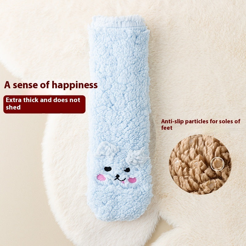 Chaussettes d’hiver épaisses en velours corail – Antidérapantes, style japonais