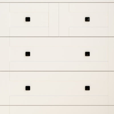 Commode blanche 5 tiroirs – Style farmhouse avec porte grange