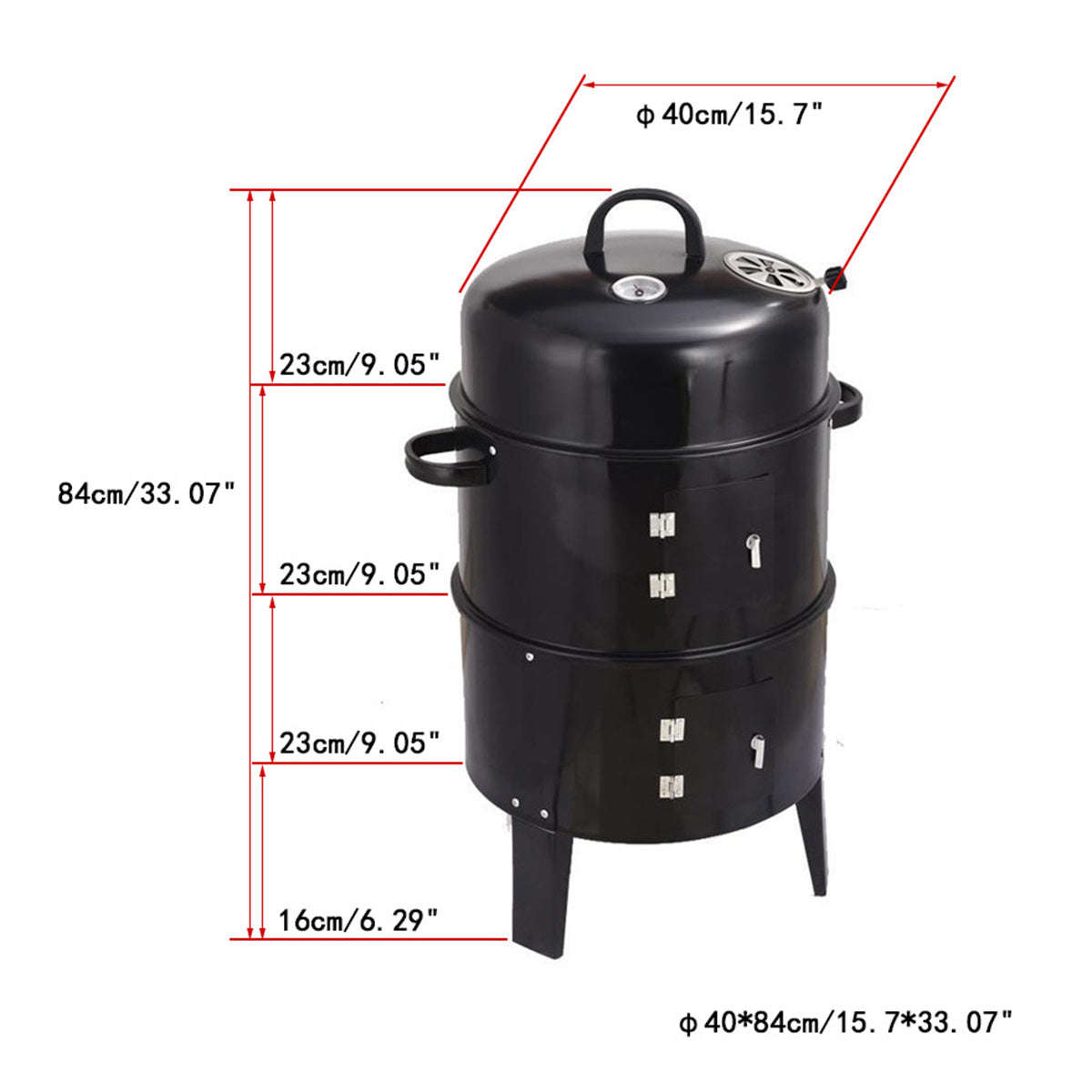 Barbecue fumoir vertical à charbon – Four/gril double couche sans fumée, pour une cuisson extérieure saine et sans effort, avec moins de fumée et de graisse