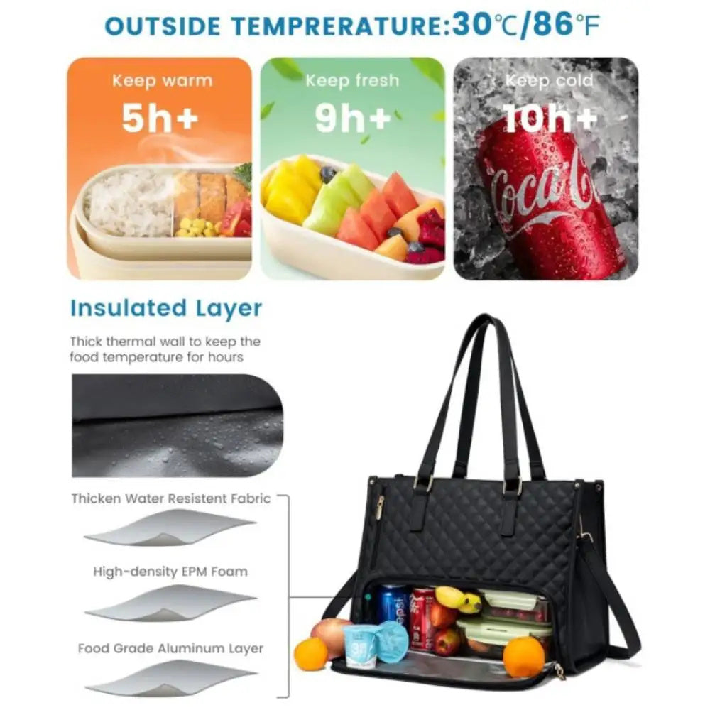 Sac Lunch Isotherme Femme – Élégant, Grand Format & Multifonction | Travail, Bureau, Déplacements