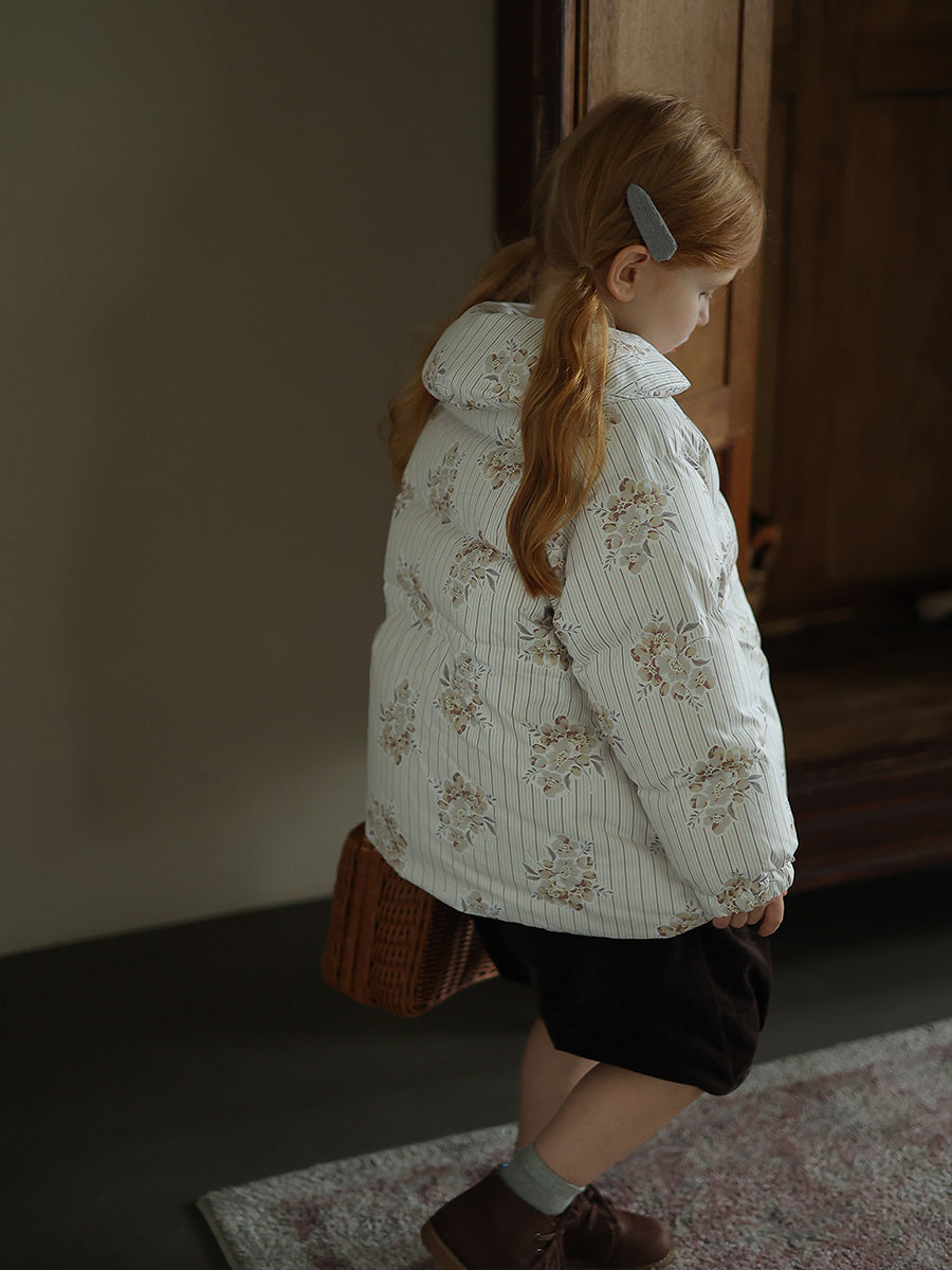 Manteau épais bébé hiver – Style coréen à motifs fleuris