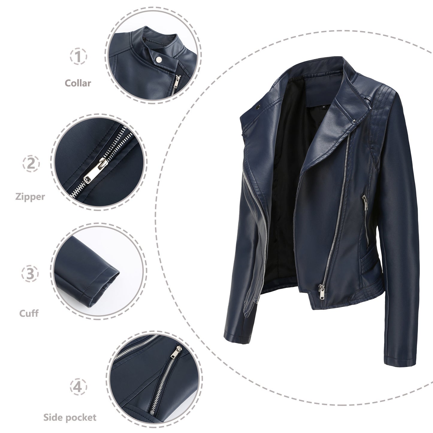 Manteau en similicuir pour femme – Coupe cintrée avec col à revers