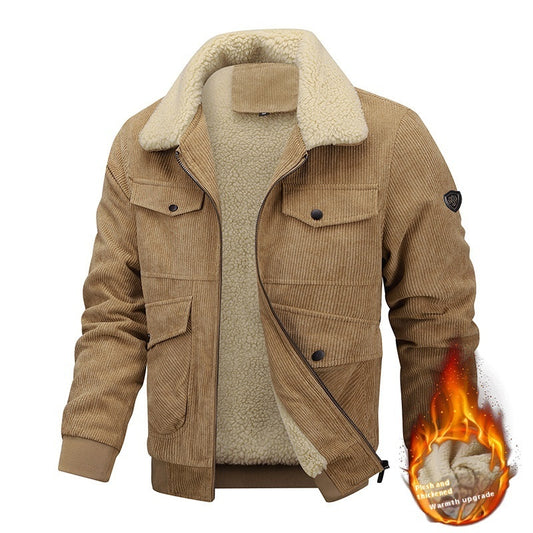 Veste polaire d’hiver pour homme – Col revers avec poches, manteau chaud et épaisse