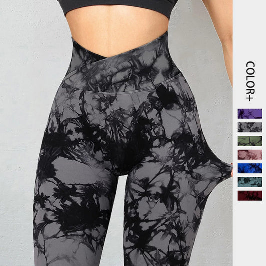 Legging Femme Sans Couture Tie-Dye – Push-Up, Yoga, Fitness, Course & Gym