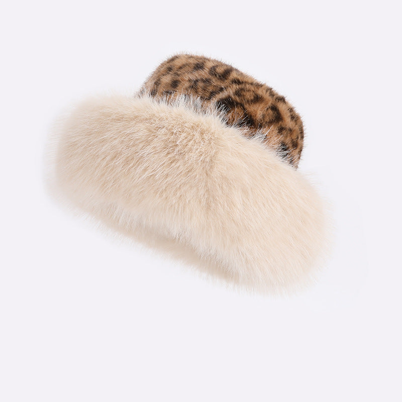 Chapeau en peluche imprimé léopard – Épais, automne & hiver, protection contre le froid