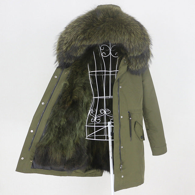 Manteau long femme d’hiver – Parka avec véritable fourrure naturelle