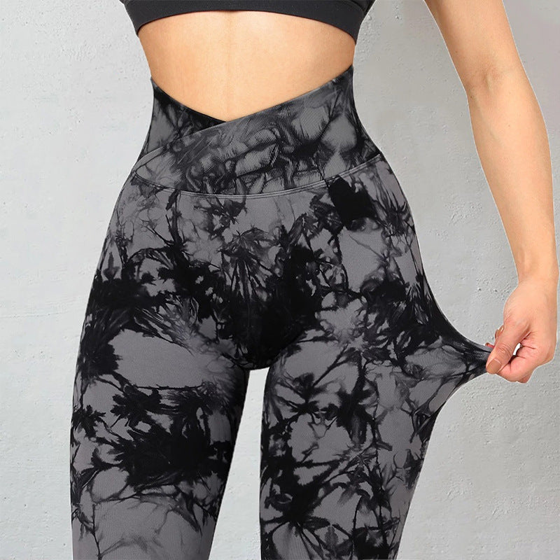 Legging Femme Sans Couture Tie-Dye – Push-Up, Yoga, Fitness, Course & Gym