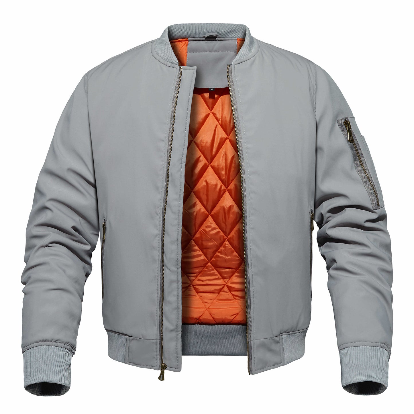 Blouson aviateur homme d’hiver – Veste style baseball, épaisse et chaude, coupe-vent avec poignets côtelés, manteau décontracté