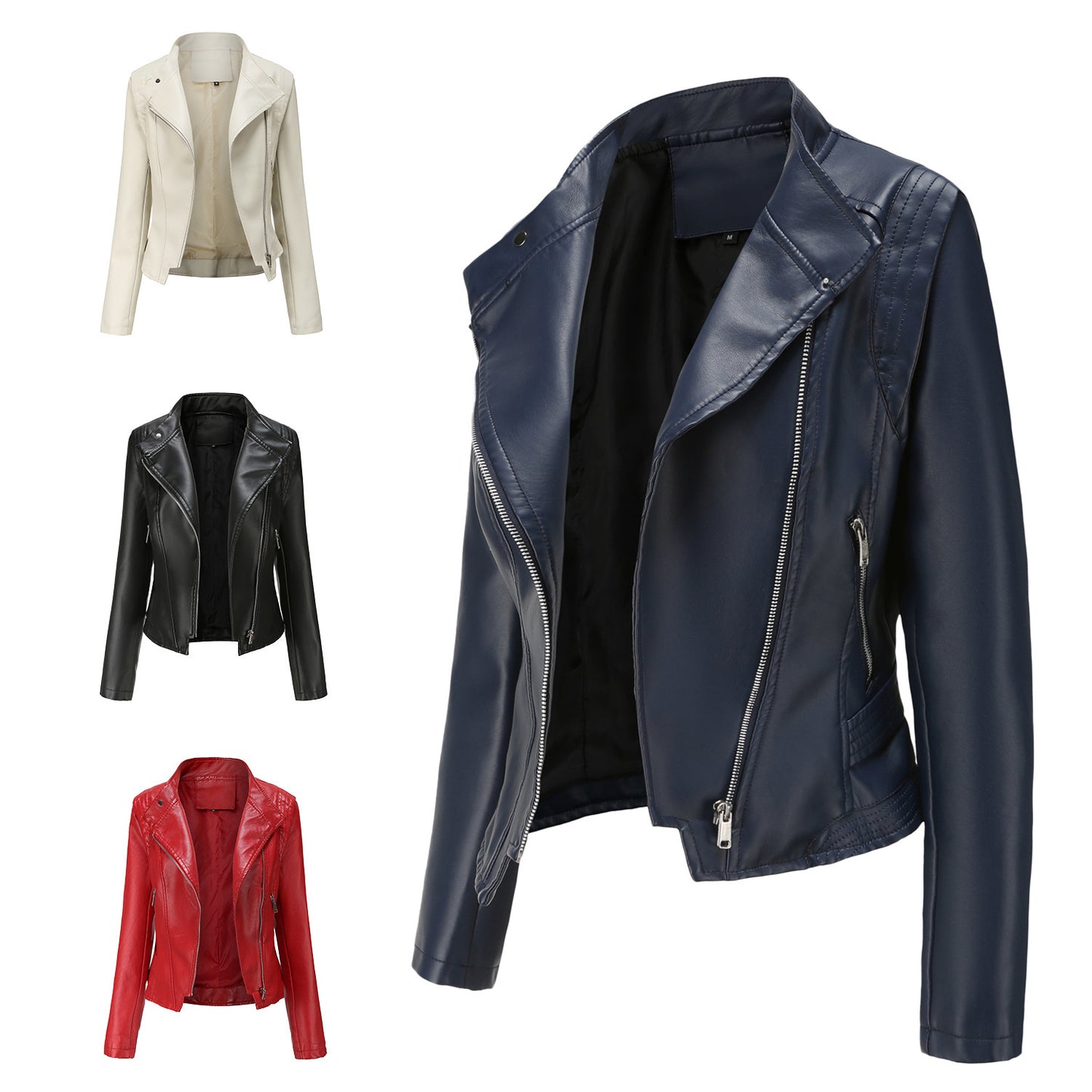 Manteau en similicuir pour femme – Coupe cintrée avec col à revers
