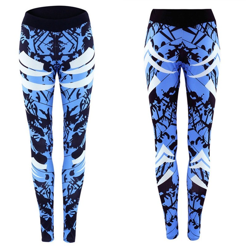 Legging de Sport Femme Bleu Foncé – Imprimé, Coupe Ajustée et Confortable