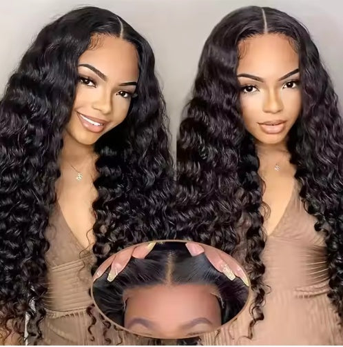 Perruque Sans Colle Loose Deep Wave – 70 % Cheveux Humains – 200 % Densité – Dentelle HD Pré-coupée et Pré-dégarnie