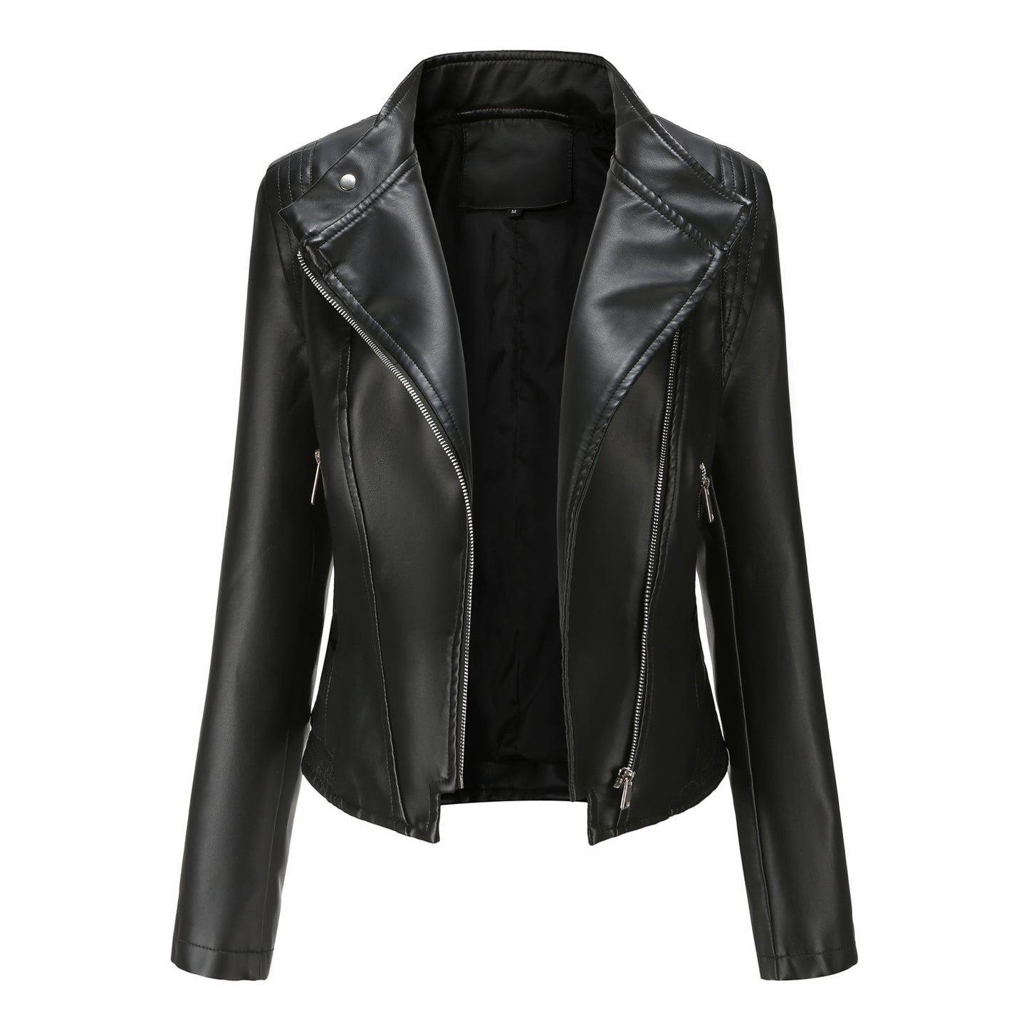 Manteau en similicuir pour femme – Coupe cintrée avec col à revers