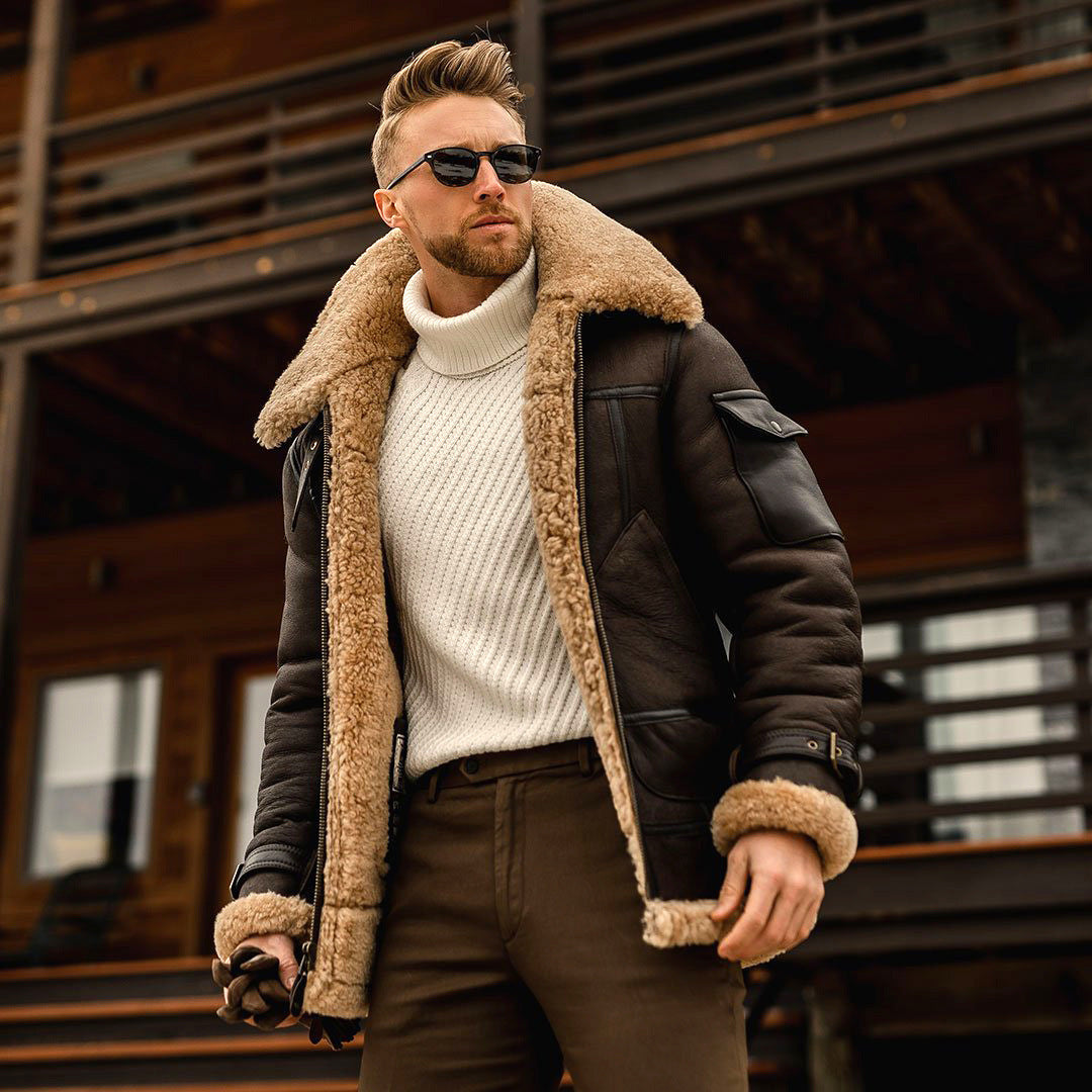 Veste d’hiver homme en polaire style militaire – Manteau chaud avec col en fourrure, veste tactique de type armée pour homme