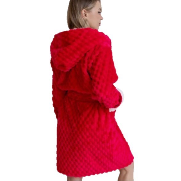 Peignoir d’automne et d’hiver en velours épais – Col à revers, motif à carreaux contrastés, style élégant et chaud