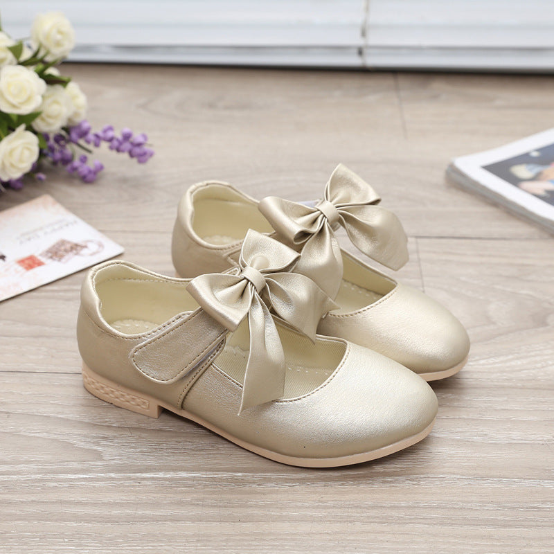 Chaussures blanches en cuir pour fille avec nœud – Chaussures de princesse pour enfants