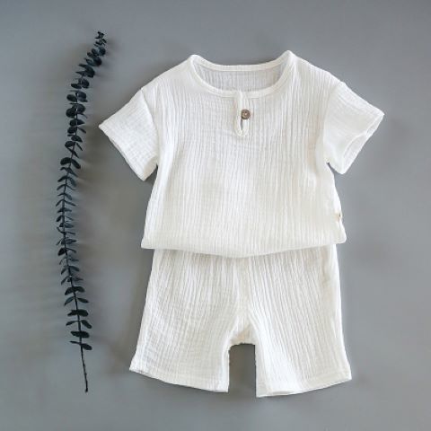 Ensemble été bébé garçon – Coton et lin doux, t-shirt + short (2 pièces)