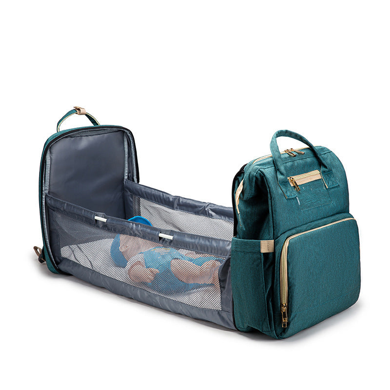 Sac à langer multifonction grande capacité – version USB rechargeable, pliable pour lit de bébé