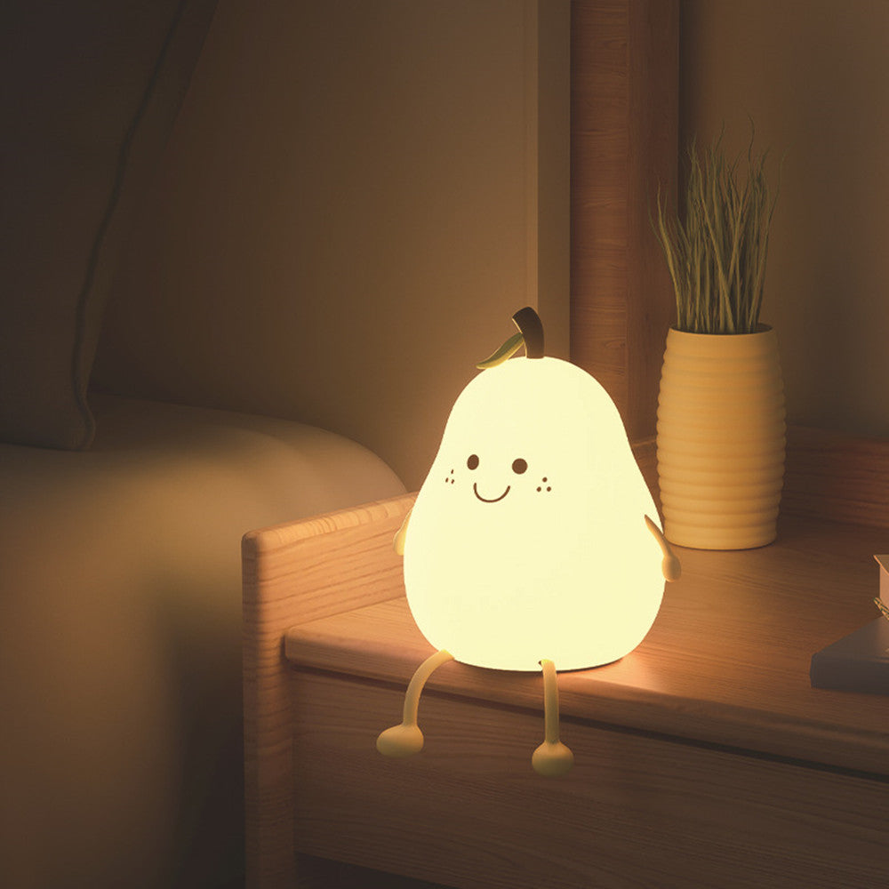 Veilleuse LED Poire en Silicone – Tactile & Rechargeable | Déco de Chevet Douce