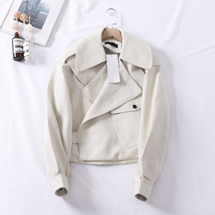 Veste motard en cuir – Coupe courte et ample