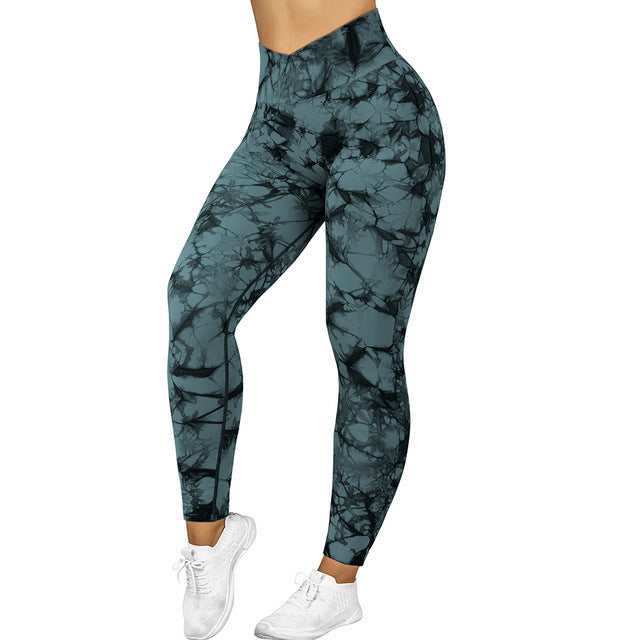 Legging Femme Sans Couture Tie-Dye – Push-Up, Yoga, Fitness, Course & Gym