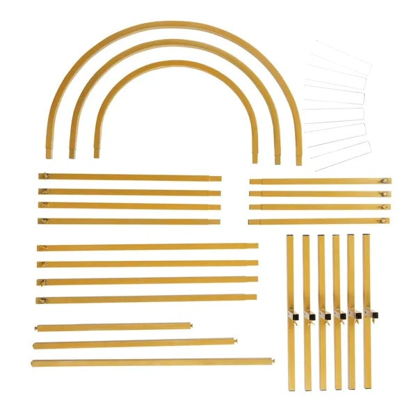 Ensemble de trois arches de mariage en fer doré – Hauteurs 180 cm, 150 cm et 120 cm