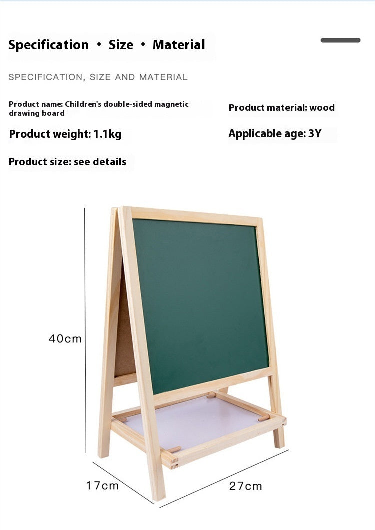 Children's Wooden Magnetic Double-sided Color Drawing Board