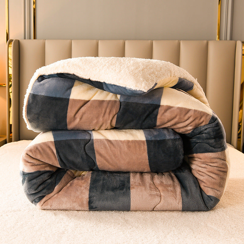 couverture double en flanelle/ Thick Lamb Fleece Winter Quilt Warm Flannel