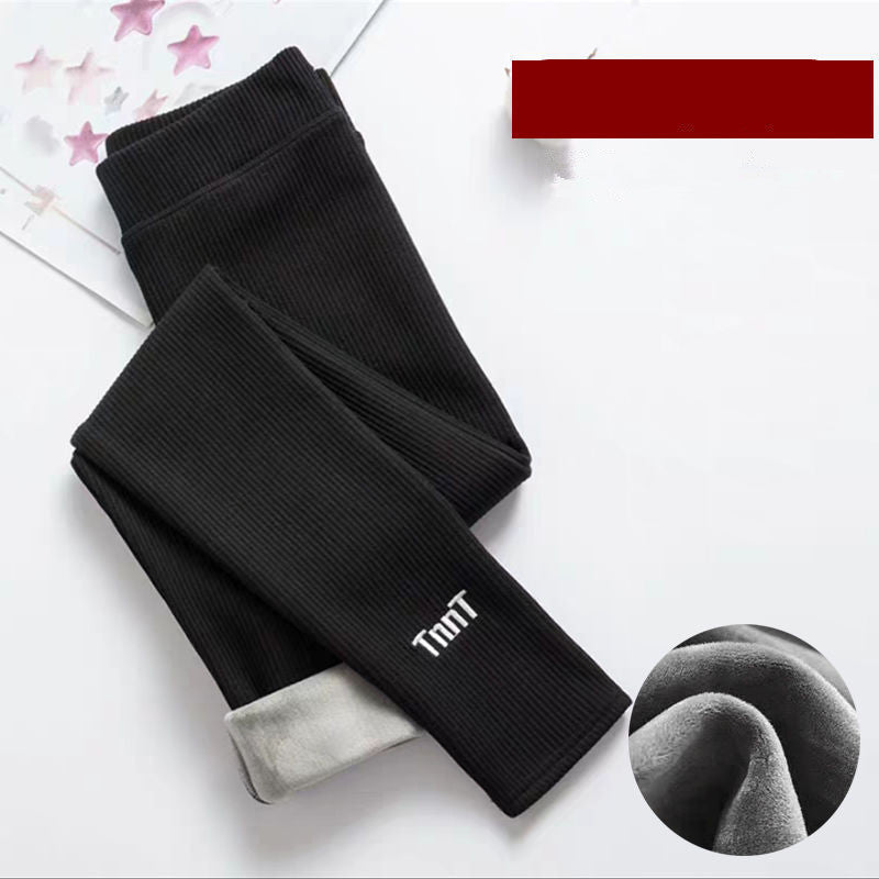 Legging Femme Hiver à Imprimé Lettrage – Doublure Polaire Chaude, Style Urbain