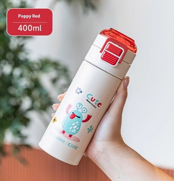 Tasse isotherme pour enfants, en acier inoxydable 316, modèle fille et garçon pour élèves de primaire.
