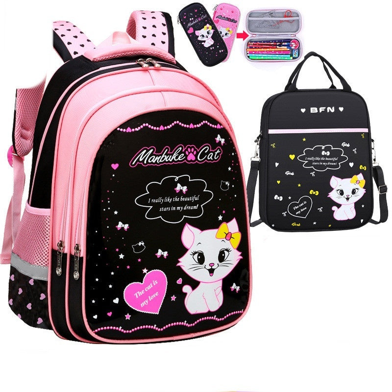 Sac à dos scolaire pour enfants avec motif de chat mignon