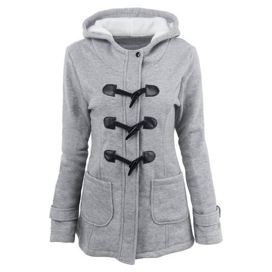 Manteau long d’hiver pour femme – Parka chaude avec capuche, col en fourrure, boutons brandebourg – Grande taille disponible