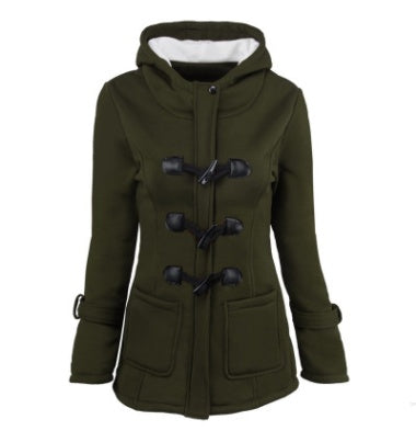 Manteau long d’hiver pour femme – Parka chaude avec capuche, col en fourrure, boutons brandebourg – Grande taille disponible