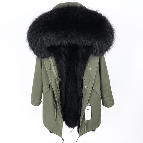 Manteau long femme d’hiver – Parka avec véritable fourrure naturelle