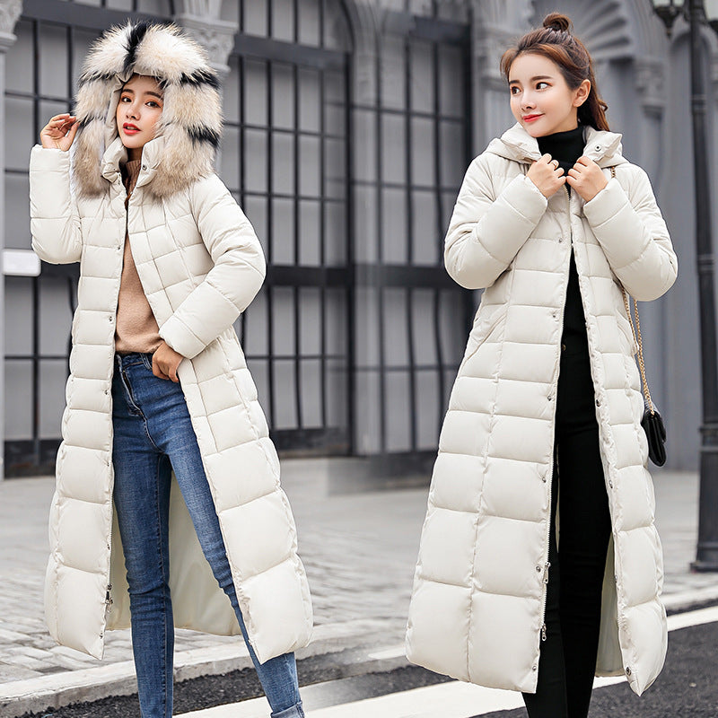 Manteau d’hiver long matelassé en coton – Coupe ajustée, au-dessus du genou
