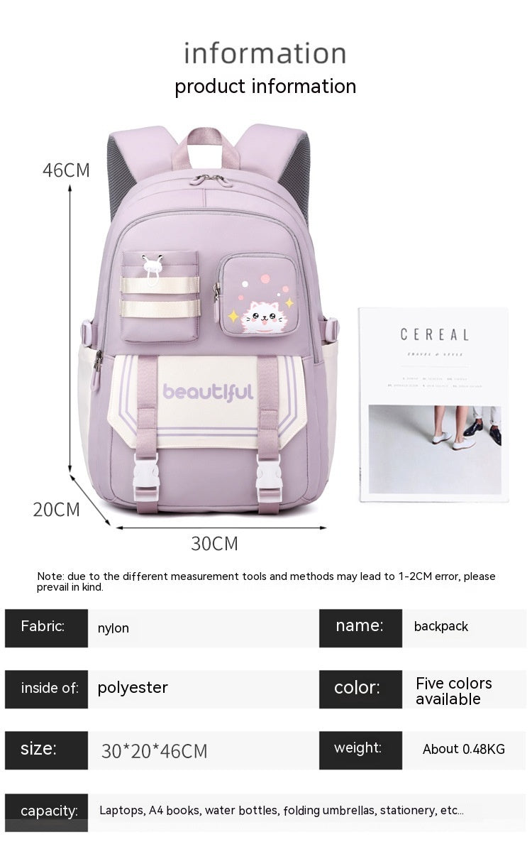 Cartable grande capacité pour filles – École primaire – Mignon