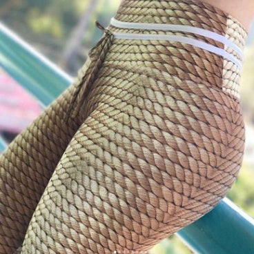 Legging Femme Taille Haute – Imprimé Corde de Chanvre, Style Décontracté & Fitness Printemps
