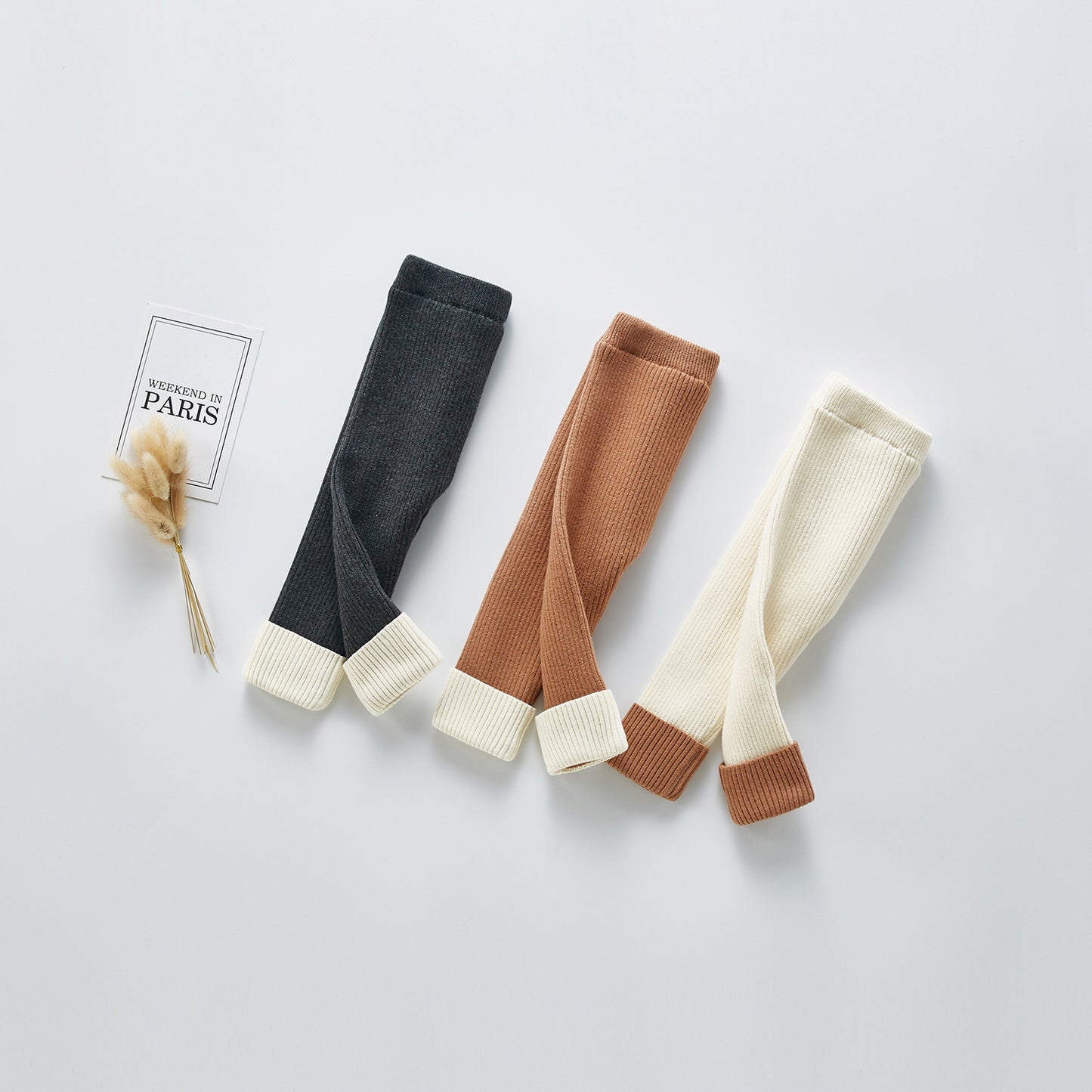 Leggings épais en tricot doublés de peluche
