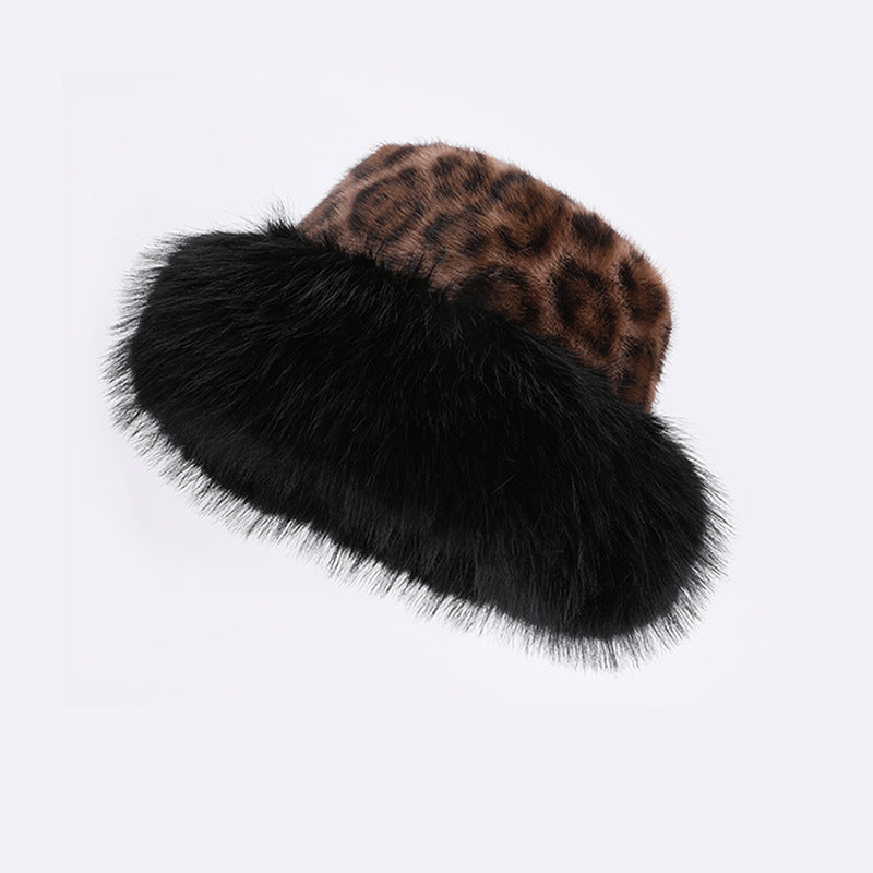 Chapeau en peluche imprimé léopard – Épais, automne & hiver, protection contre le froid
