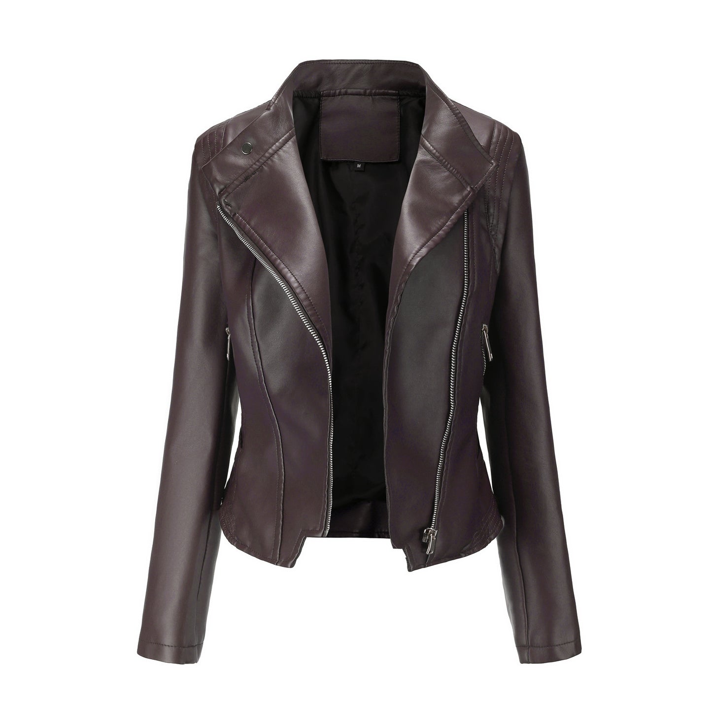 Manteau en similicuir pour femme – Coupe cintrée avec col à revers