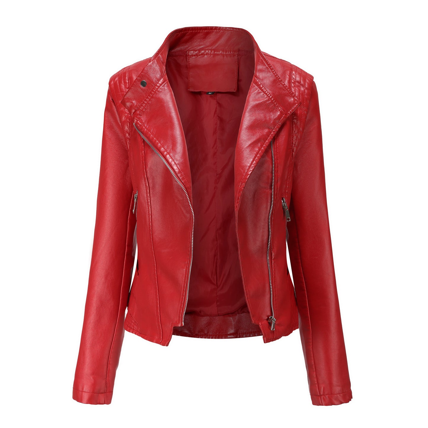 Manteau en similicuir pour femme – Coupe cintrée avec col à revers