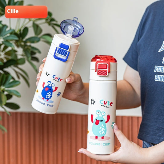 Tasse isotherme pour enfants, en acier inoxydable 316, modèle fille et garçon pour élèves de primaire.