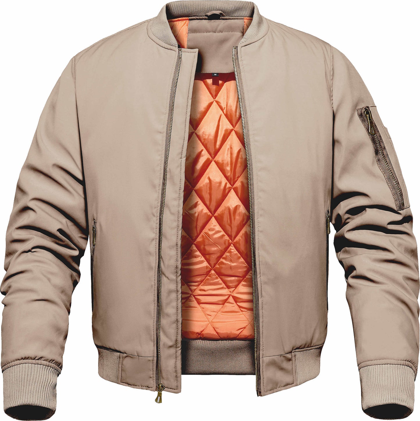 Blouson aviateur homme d’hiver – Veste style baseball, épaisse et chaude, coupe-vent avec poignets côtelés, manteau décontracté