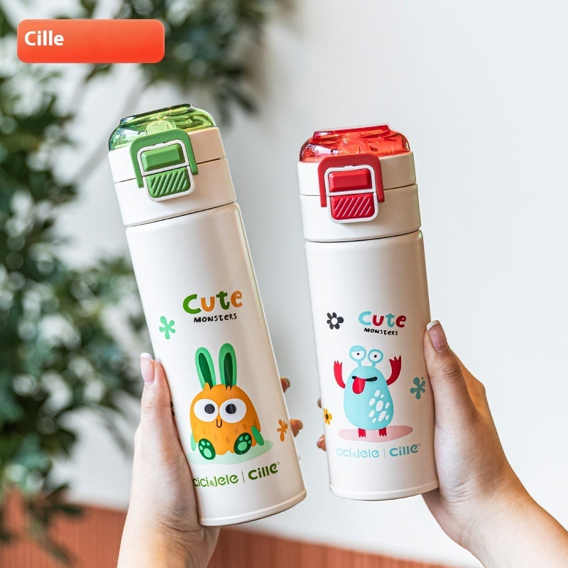 Tasse isotherme pour enfants, en acier inoxydable 316, modèle fille et garçon pour élèves de primaire.