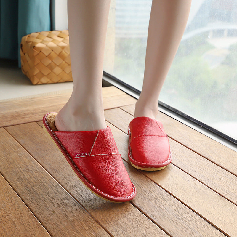 Chaussons d’hiver en cuir antidérapants et chauds pour la maison