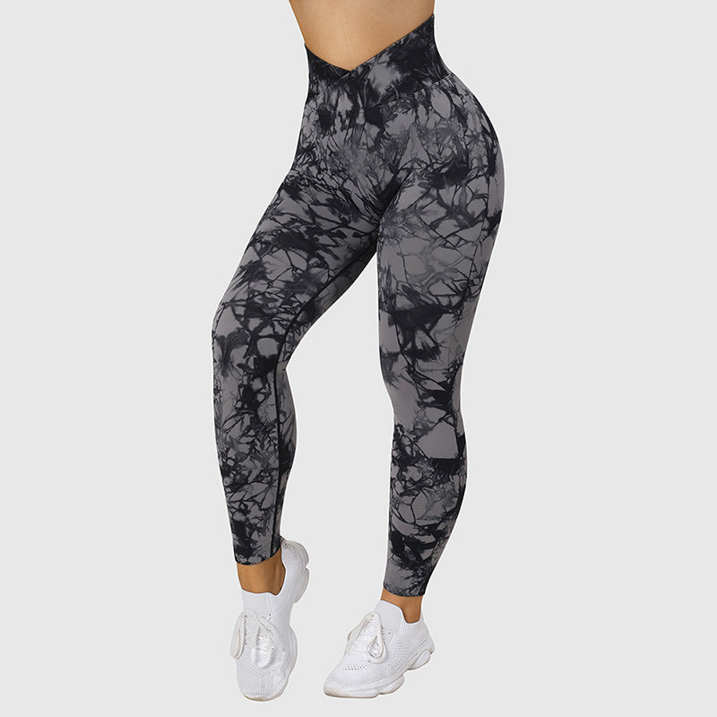 Legging Femme Sans Couture Tie-Dye – Push-Up, Yoga, Fitness, Course & Gym