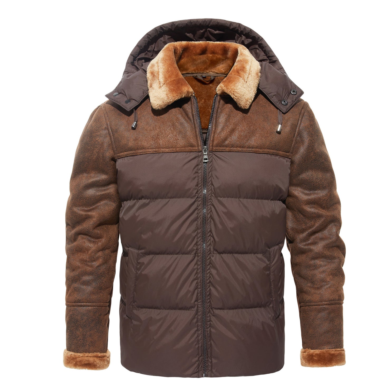 Manteau pour hommes automne et hiver manteau de vêtements d'hiver intégré en fourrure à capuche