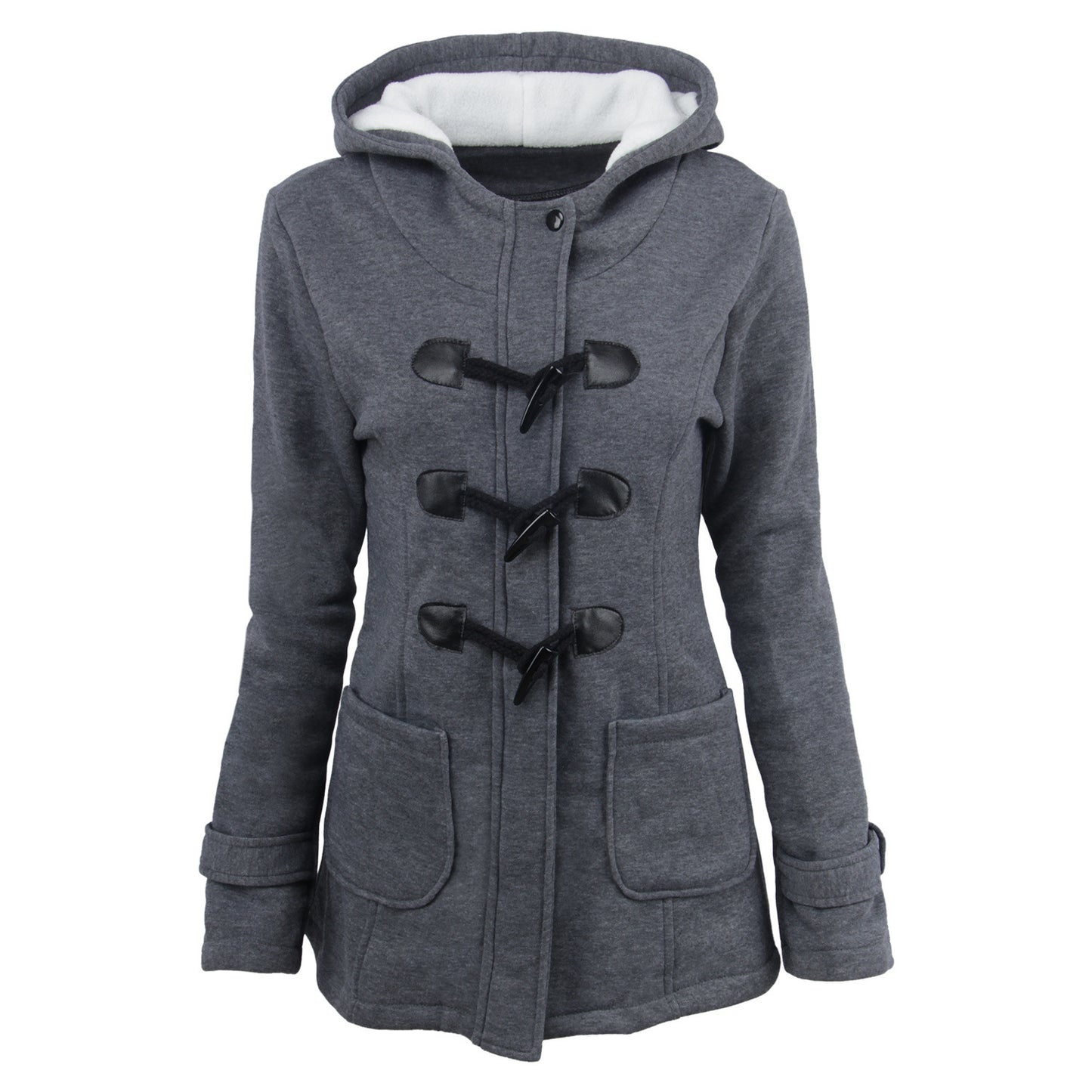 Manteau long d’hiver pour femme – Parka chaude avec capuche, col en fourrure, boutons brandebourg – Grande taille disponible