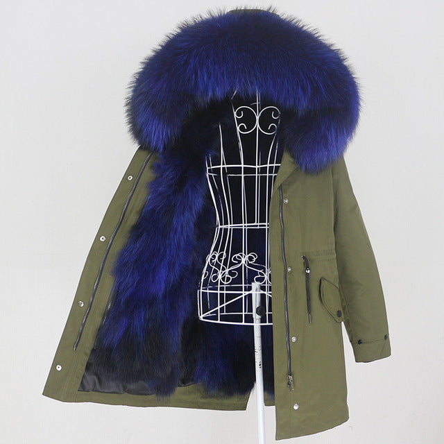 Manteau long femme d’hiver – Parka avec véritable fourrure naturelle