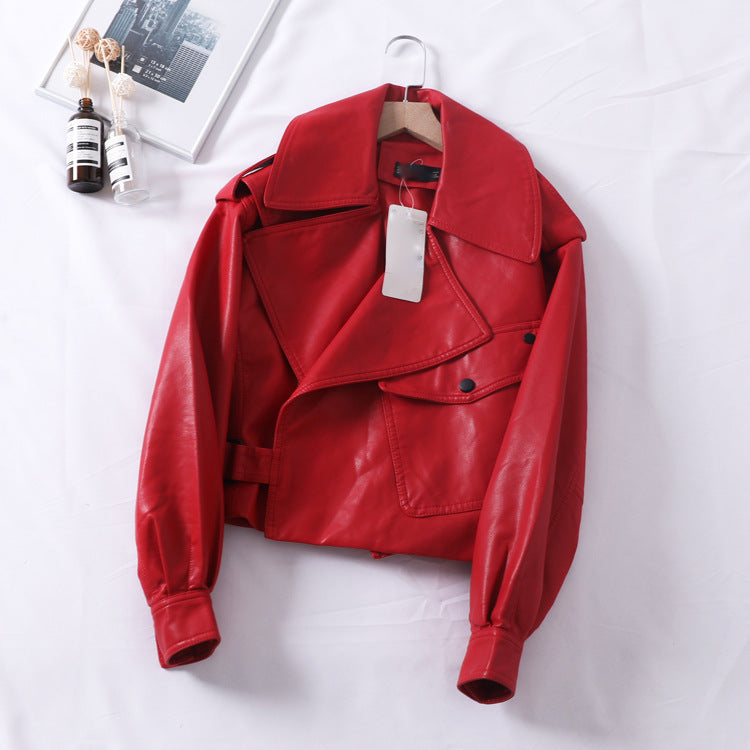 Veste motard en cuir – Coupe courte et ample