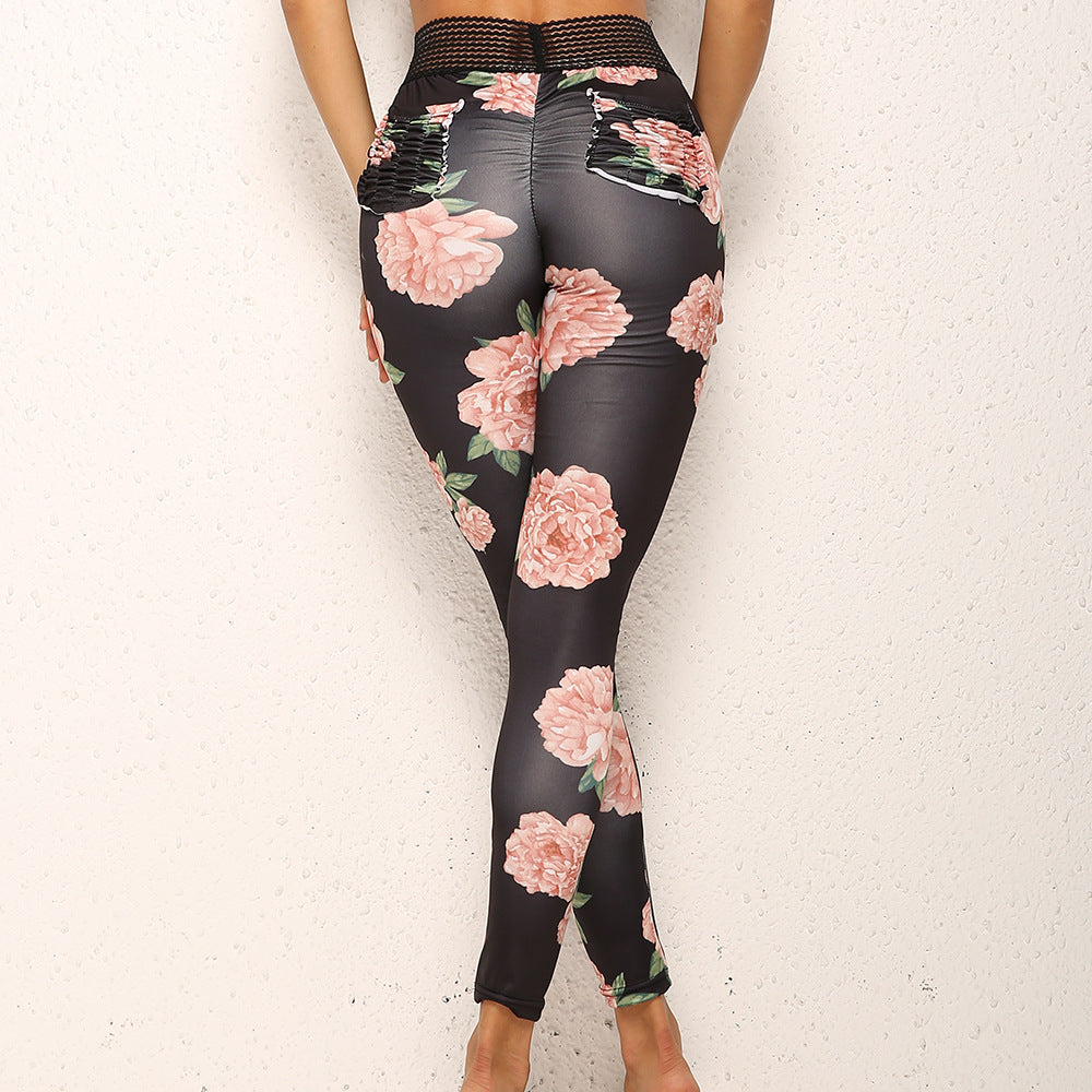 Legging Femme à Fleurs Multicolores – Pantalon de Sport Confortable et Stylé